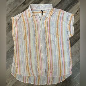 Super soft button up striped shirt by Cosmic Blue Love Sz M NWT